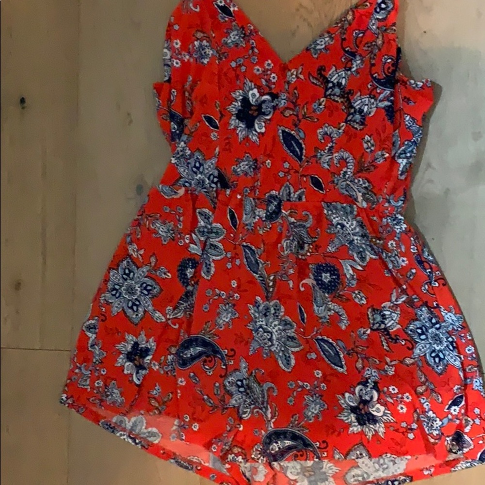 Red black and blue romper